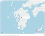 A map showing the location of an earthquake in southern Japan. (AP Digital Embed)