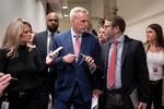 House Republican Leader Kevin McCarthy, R-Calif., arrives for a closed-door meeting with the GOP Conference ahead as he pursues the speaker of the House role when the 118th Congress convenes, at the Capitol in Washington, Tuesday, Jan. 3, 2023.