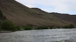 Photo of an oil train headed south through the Deschutes River Gorge Sunday, May 4.