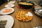 This is cheese and pepperoni on a surimi crust, a unique high-protein, no-gluten version of pizza.