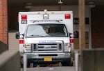 An American Medical Response ambulance, at the emergency department at Legacy Good Samaritan Medical Center in Portland, Jan. 11, 2024. 