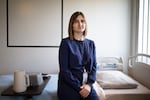 Kristin Grunewaldt, a registered nurse clinical coordinator at the Minnesota Correctional Facility in Oak Park Heights, sits on a bed in the prison's Transitional Care Unit. This unit is for elderly and sick prisoners who need 24-hour care.