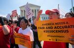 Demonstrators against the first Trump administration’s push for a census citizenship question gather outside the U.S. Supreme Court in Washington, D.C., in 2019.