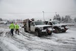 PGE worked through the morning and early afternoon to restore power to thousands of Clackamas County residents, Jan. 11, 2017.