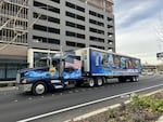 A Semitruck for the Teamsters Local 174 during a training session on January 23, 2025. Union members who in Issaquah, Washington State Costco employee, who are part of the Teamsters Union, in Issaquah, Washington State Co. A new contract is not achieved. 