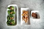 For a vegetarian variation on Korean Lettuce Tacos, substitute mushrooms like chanterelles (shown in finished lettuce cups, left, chopped raw and sautéeed) or shiitakes. 