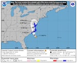 A storm brewing off the southeastern U.S. coast is likely to strengthen over the next day or two as it hits North Carolina, forecasters said, posing flooding and other threats.