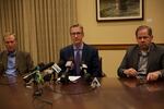 Portland Mayor Ted Wheeler holds a press conference on homelessness in Portland.