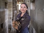 Danielle Giangrasso, head of Apopo's Rescue Rats program, photographed with one of her trainees at the Apopo training center in Morogoro, Tanzania.