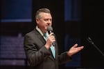 Radio personality Luke Burbank hosts the 2023 Oregon Book Awards at The Armory's Portland Center Stage.