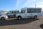 Public transit vehicles outside the Harney County Senior and Community Services Center on December 10, 2019.