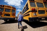 A student prepares to leave the Enterprise Attendance Center school in Brookhaven, Miss. 