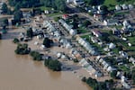A neighborhood near Wilkes-Barre, Pa., is flooded in September 2011, after heavy rain caused the Susquehanna River to rise dramatically.