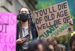 Thousands of area youth climate activists and supporters marched through downtown Portland on May 20, 2022. The Oregon Health Authority issued a report on Tuesday detailing the impacts of climate change on the mental health of young Oregonians.