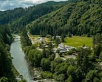 The tiny southern Oregon town of Tiller lies along the South Umpqua River. An old timber town, many of the properties that make up Tiller are up for sale. The properties include vacant farms, waterfront properties, commercial properties and an old, closed elementary school.