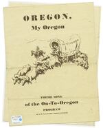 The cover of a booklet containing sheet music and lyrics to "Oregon, My Oregon," the state song.