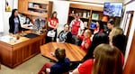 Sen. Kahn Pham, D-Portland, meets in her office with parents and other Portland education advocates expressing concerns about cuts to education funding on April 30, 2025, in Salem, Ore.