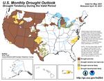 A map shows drought is likely to persist across most of the western United States through May.