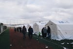 The AFAD-built camp in the central Gaziantep stadium.