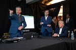 President Trump monitors U.S. military operations in Venezuela with Defense Secretary Pete Hegseth (left) and CIA Director John Ratcliffe (center) at Mar-a-Lago in Palm Beach, Fla., on Jan. 3. U.S. forces captured Venezuela's leader Nicolas Maduro and brought him to New York where he faces criminal charges.