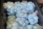 This photo provided by the U.S. Drug Enforcement Administration shows pills containing fentanyl which were seized by the DEA in New Mexico, on April 28, 2025.