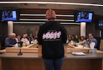 A CAHOOTS supporter speaks at Eugene's Budget Committee, May 21, 2025.
