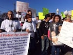 Demonstrators prepare to march the streets of Pasco, Washington in February to protest the police shooting of Antonio Zambrano-Montes.