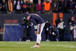 Chicago Bears quarterback Caleb Williams reacts after an incomplete pass attempt during the second half of an NFL football game against the Seattle Seahawks, Thursday, Dec. 26, 2024, in Chicago. The Seahawks won 6-3.