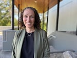 Portland City Council President Elana Pirtle-Guiney outside the OPB headquarters in Portland after a "Think Out Loud" interview on Friday, April 18, 2025.