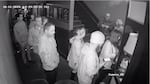 Security camera footage shows Christopher Knipe (center) in line at the Bossanova Ballroom on, October 11, 2019, the night Sean Kealiher was killed in Northeast Portland. Knipe had previously told police he was at home.