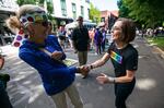 Hundreds gathered in downtown Portland on June 14, 2015 to celebrate Pride Northwest, an annual parade to promote gay and lesbian activism. Oregon Gov. Kate Brown was the marshal of the parade, and is recognized as being the first openly bisexual governor in the country. 