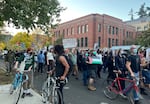 Pro-Palestine protesters march from the federal courthouse to University of Oregon campus on Monday.