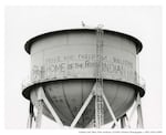 This image from 1975, shows the Alcatraz water tower with Indian occupation graffiti.