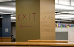 A tour inside the occupied Branford Price Millar Library at Portland State University, April 30, 2024. Demonstrators protesting the war in Gaza have called for the university to divest from companies that do business with Israel.