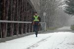 Snow began to fall on the Springwater Cooridor in the Portland metro area, Tuesday, Feb. 20, 2018.