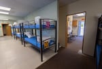A view of the Pendleton Warming Station near the downtown core of Pendleton, Ore., on May 3, 2026. The stations provide shelter during cold winter nights. In the same building, the Day Center offers free showers, laundry vouchers and other services in the summer.