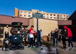 Joggers gather prior to the Groundhog Jog 4 Mile Run in Punxsutawney.