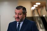 Sen. Ted Cruz, R-Texas, speaks with reporters on Capitol Hill in Washington, Saturday, Feb. 13, 2021, on the fifth day of the second impeachment trial of former President Donald Trump.