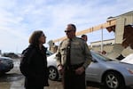 Oregon Gov. Kate Brown with Malheur County Sheriff Brian Wolfe on Friday, Feb. 10, 2017.