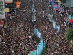 Protesters flood the streets in Hong Kong on July 1, 2019.