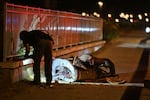 Israeli security forces examine a fragment of an intercepted Iranian missile in northern Israel, early Monday, June 8, 2026.