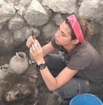 Bioarchaeologist and Brown University graduate student Rachel Kalisher working at the Megiddo excavation site in northern Israel.