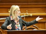 South Carolina Republican Sen. Sandy Senn speaks against a near-total abortion ban on Wednesday.