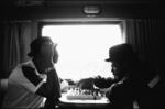 Members of the rap group Run DMC on the road between Virginia and New York, 1986.