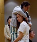 Members of the Yelling Choir rehearsing their upcoming performance at Portland State University. Dance, in addition to yelling, is a regular feature in choir.