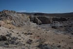 An open pit left behind at the abandoned Opalite mercury mine in the McDermitt Caldera on the Oregon-Nevada border is pictured Saturday, April 2, 2022.