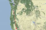 An interactive map allows users to find out what a city's climate conditions will be like in 60 years by matching it with a city where those climate conditions can be found today. This screenshot shows what happens when you enter Portland: it gets matched up with Sacramento.