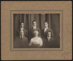 This 1920s-era formal portrait of the Flowers family shows left to right, bottom row - Allen Flowers (father), Lousia Flowers (mother), Floyd Flowers (son). Top row - Ralph Flowers (son), Elmer Flowers (son), Ervin Flowers (son) .