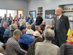 Sen. Chuck Grassley, R-Iowa, takes questions at a town hall.