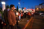 Ethan Frager (hoodie) is a ninth grader at Pioneer Special School in Southeast Portland. He joined a protest Dec. 5, 2017 against a plan to split up the school.